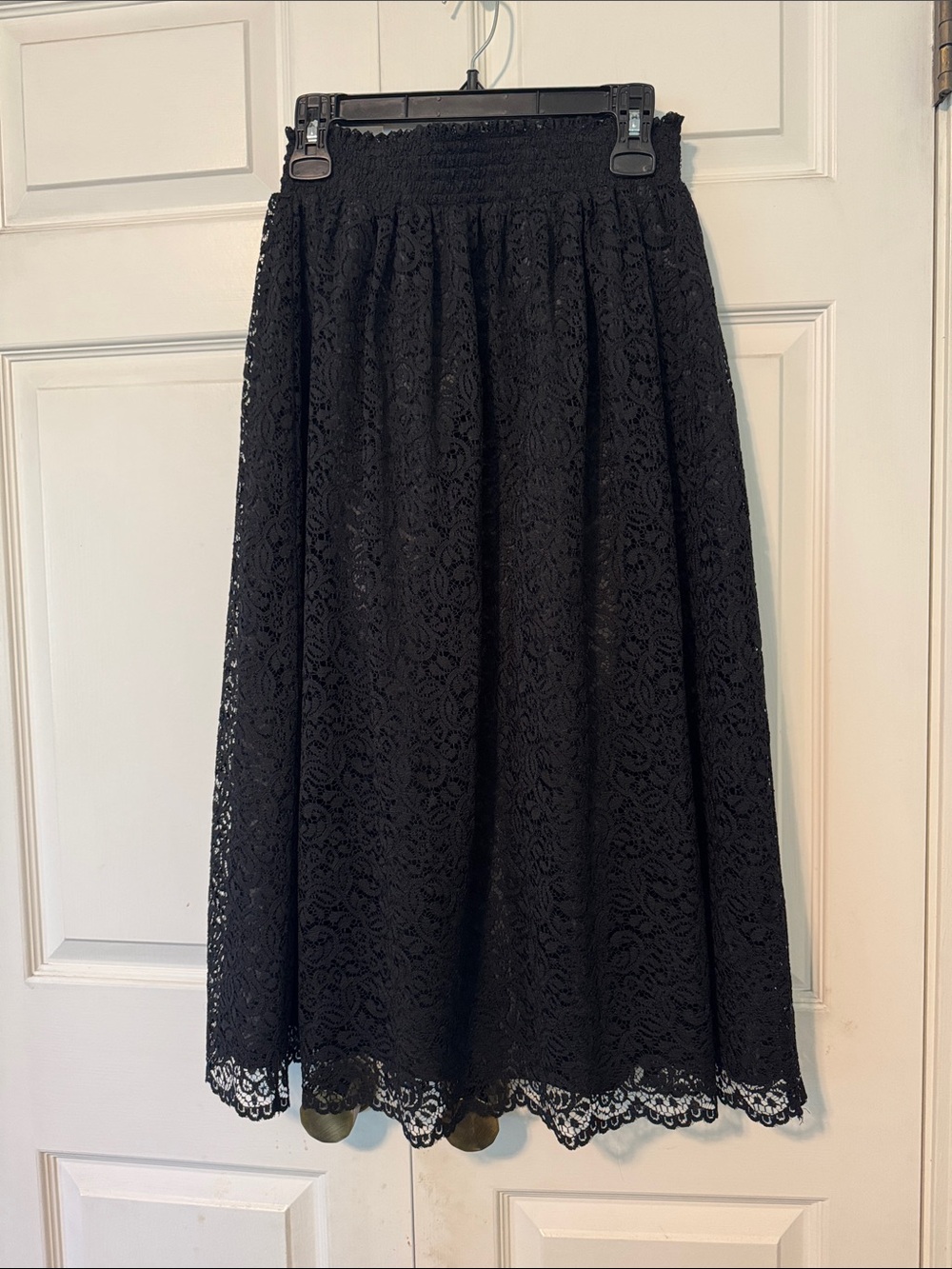 Black Lace Midi Skirt by COSCOB M